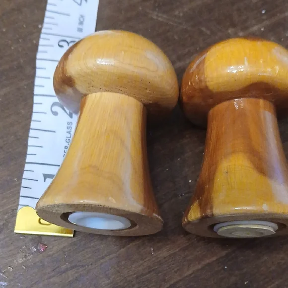 Wooden Mushroom Salt and Pepper Shakers - Picture 2 of 3